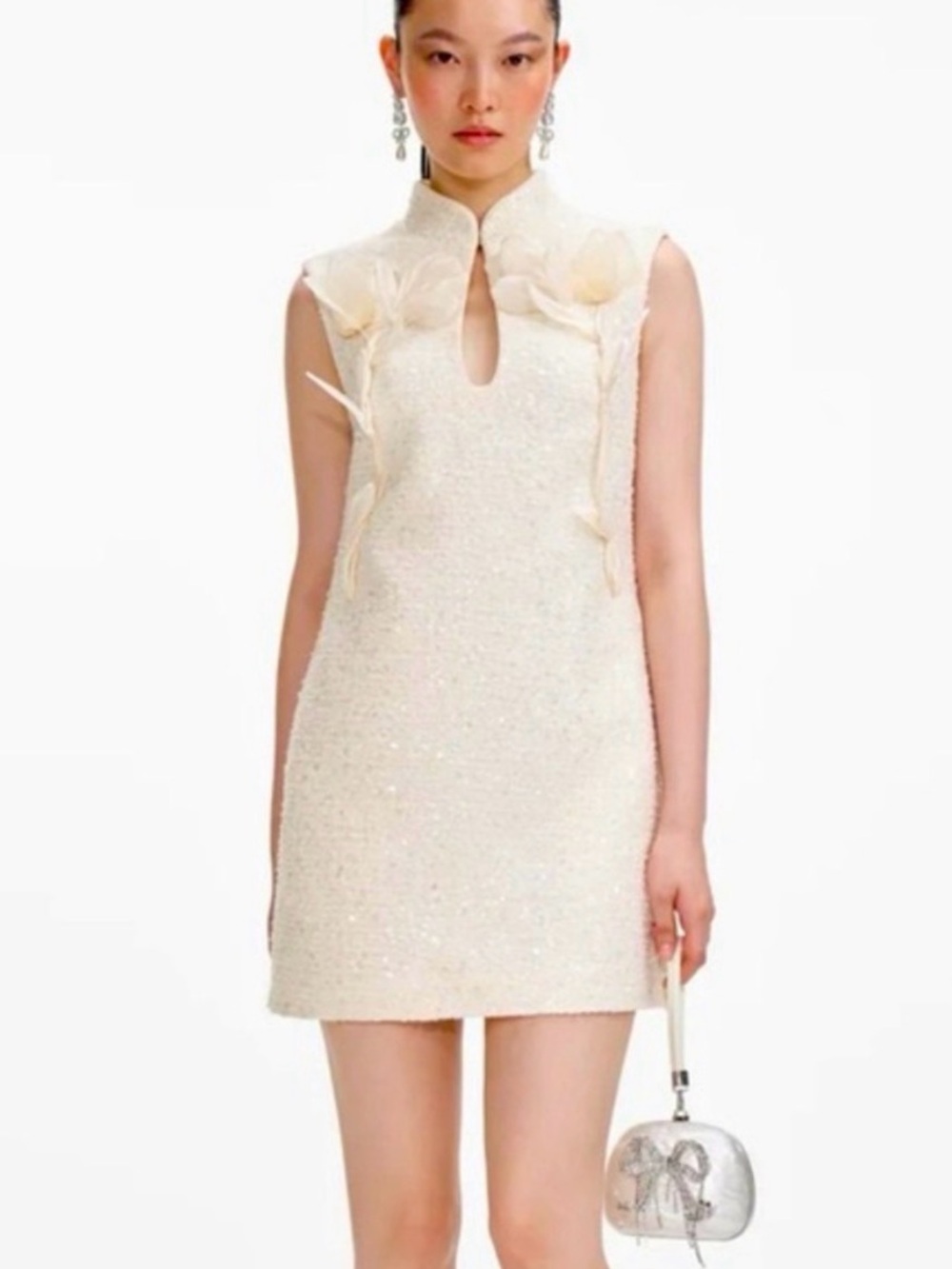 Self Portrait Flower Motif Boucle Mini Dress Brand New!! Size 4